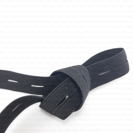 Button elastic 18mm/100m, black 2584