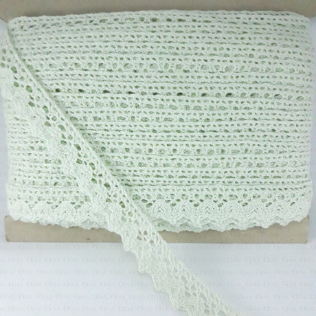 Cotton lace scallop 20mm/1m yellow and mint 353