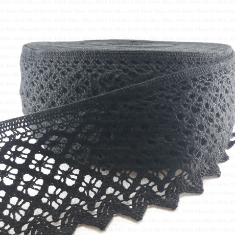 80mm/1 or 25mm cotton lace, black 2626