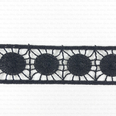 Guipure lace trim 30mm/1 or 20m white and black 2406