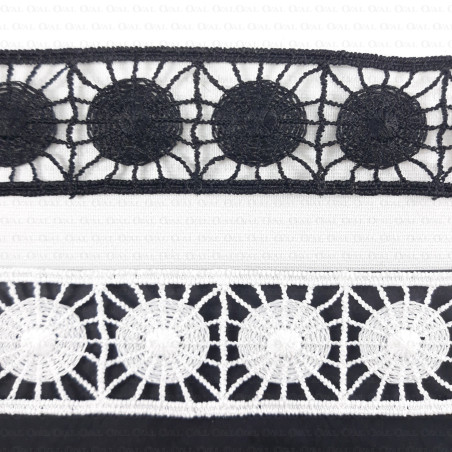Guipure lace trim 30mm/1 or 20m white and black 2406