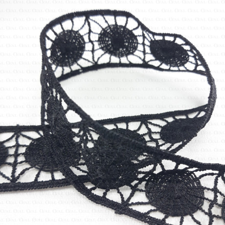 Guipure lace trim 30mm/1 or 20m white and black 2406