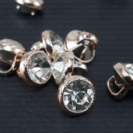 Plastic button with stone 8 or 10mm / 10 or 200 pcs 2672