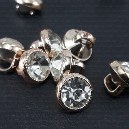 Plastic button with stone 8 or 10mm / 10 or 200 pcs 2672