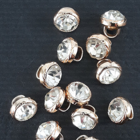 Plastic button with stone 8 or 10mm / 10 or 200 pcs 2672