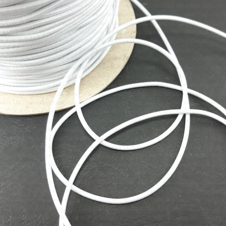 Round Elastic White and Black 2mm /100m no.528