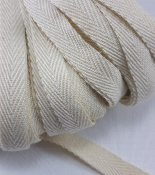 Cotton herringbone tape 10mm/50m natural 2696