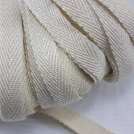 Taśma bawełniana jodełka 10mm/50m naturalna 2696