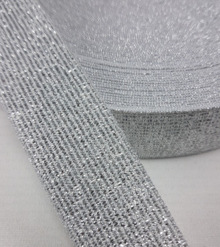 Silver elastic 15mm, 20mm, 30mm, 40mm / 1 roll 25m 1723