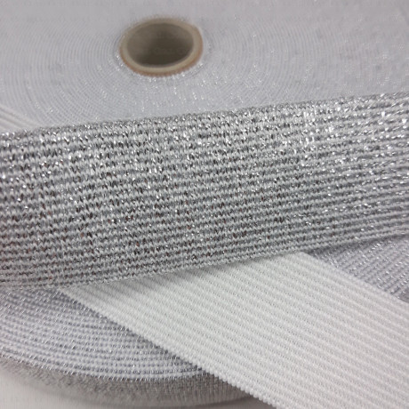Silver elastic 15mm, 20mm, 30mm, 40mm / 1 roll 25m 1723