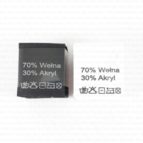 Label: raw material composition, washing instructions WOOL 2724