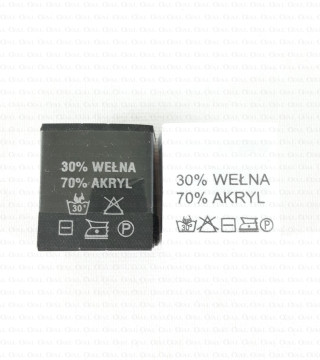 Wszywka skład surowcowy,przepis prania  WEŁNA 2724