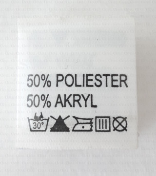 Wszywka skład surowcowy,przepis prania  POLIESTER 2731