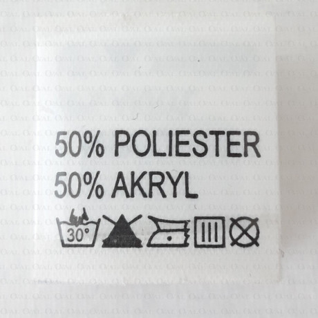 Label: raw material composition, washing instructions  
POLYESTER 2731