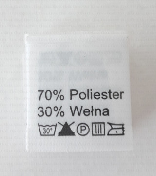 Wszywka skład surowcowy,przepis prania  POLIESTER 2732