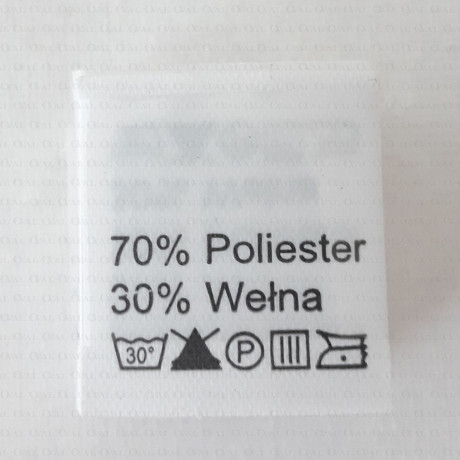 Wszywka skład surowcowy,przepis prania  POLIESTER 2732