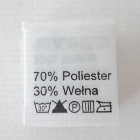 Label raw material composition, washing instructions POLYESTER 2732