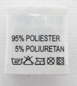 Wszywka skład surowcowy,przepis prania  POLIESTER 2735