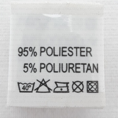 Label with raw material composition, washing instructions POLYESTER 2735