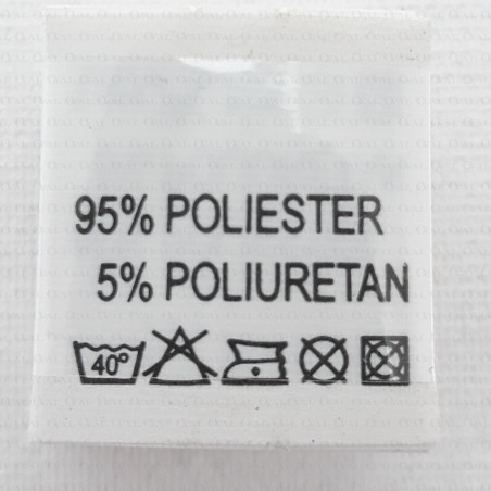 Label with raw material composition, washing instructions POLYESTER 2735