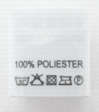 Wszywka skład surowcowy,przepis prania  POLIESTER 2734