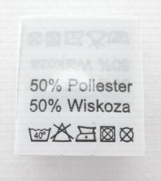 Wszywka skład surowcowy,przepis prania  POLIESTER 2733