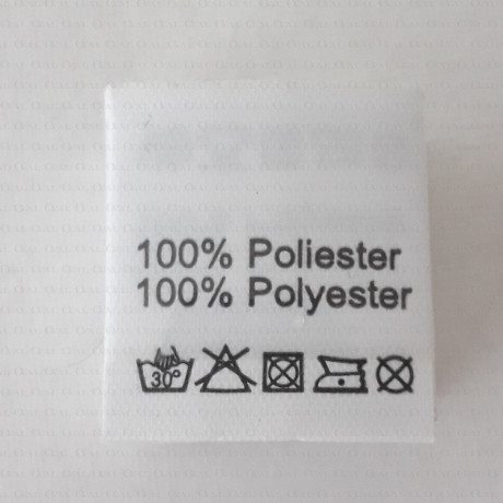 Label: raw material composition, washing instructions POLYESTER 2736