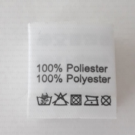 Label: raw material composition, washing instructions POLYESTER 2736