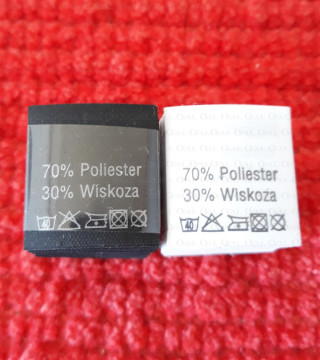 Wszywka skład surowcowy,przepis prania  POLIESTER  2739