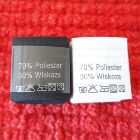 Label: raw material composition, washing instructions POLYESTER 2739