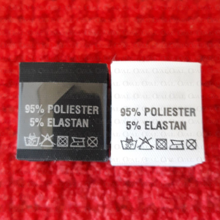 Wszywka skład surowcowy,przepis prania  POLIESTER  2740