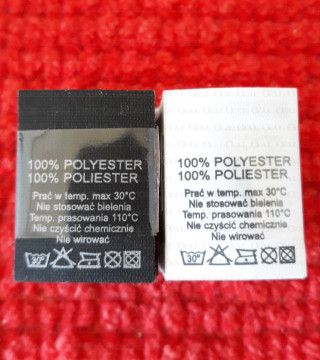 Wszywka skład surowcowy,przepis prania  POLIESTER  2741