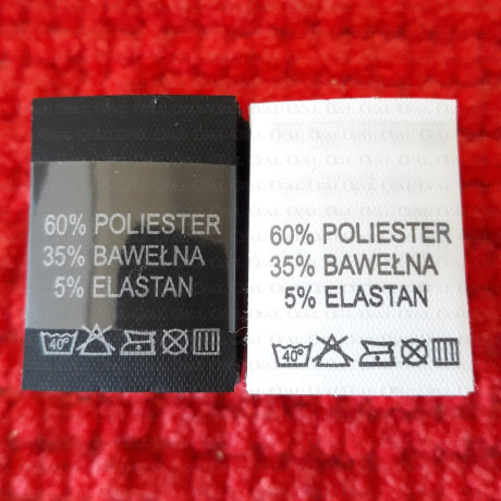 Label: raw material composition, washing instructions POLYESTER 2742