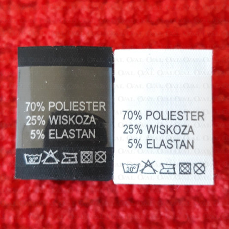Label: raw material composition, washing instructions POLYESTER 2743