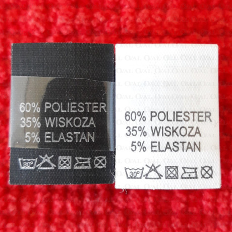 Label: raw material composition, washing instructions POLYESTER 2744