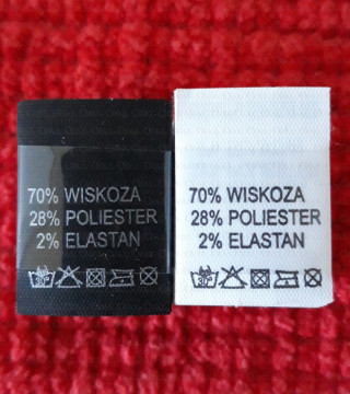 Wszywka skład surowcowy,przepis prania  POLIESTER  2747
