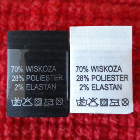 Label: raw material composition, washing instructions VISCOSE 2747