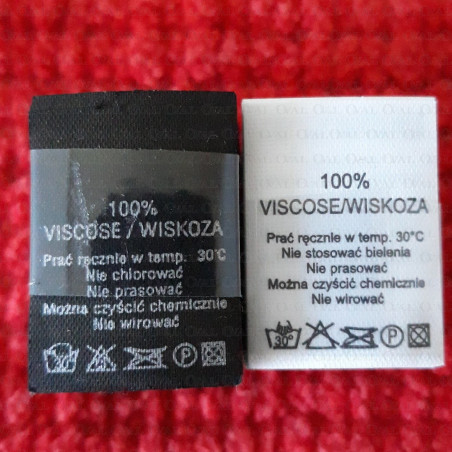 Wszywka skład surowcowy,przepis prania  WISKOZA  2748