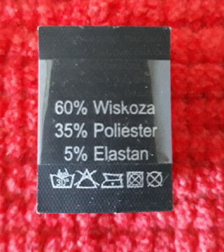 Label with raw material composition, washing instructions VISCOSE 2749