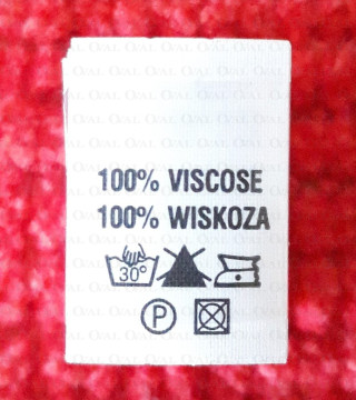 Label raw material composition, washing instructions VISCOSE 2755