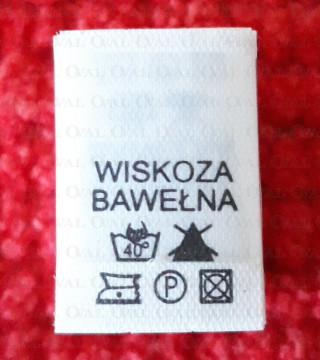 Label: raw material composition, washing instructions VISCOSE 2756