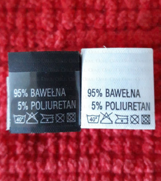 Wszywka skład surowcowy,przepis prania BAWEŁNA  2761