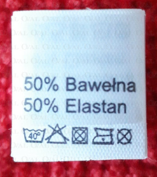 Wszywka skład surowcowy,przepis prania  BAWEŁNA 2763