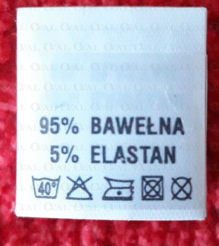 Wszywka skład surowcowy,przepis prania  BAWEŁNA 2764