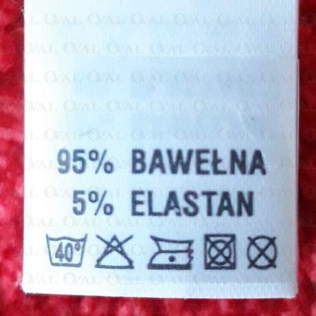 Label: raw material composition, washing instructions COTTON 2764