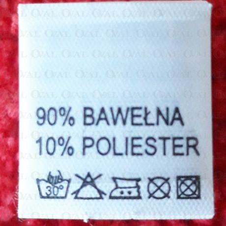 Wszywka skład surowcowy,przepis prania  BAWEŁNA 2768