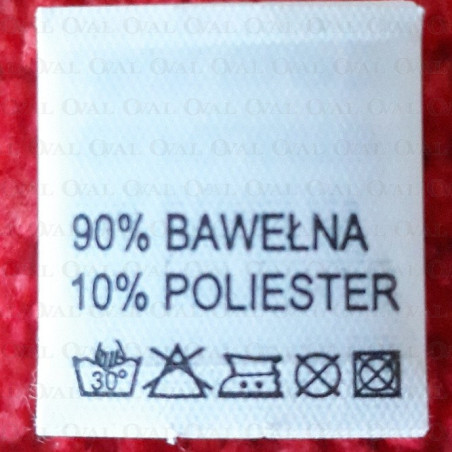 Wszywka skład surowcowy,przepis prania  BAWEŁNA 2768