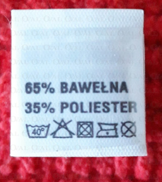 Wszywka skład surowcowy,przepis prania  BAWEŁNA 2769