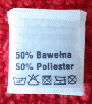 Wszywka skład surowcowy,przepis prania  BAWEŁNA 2770
