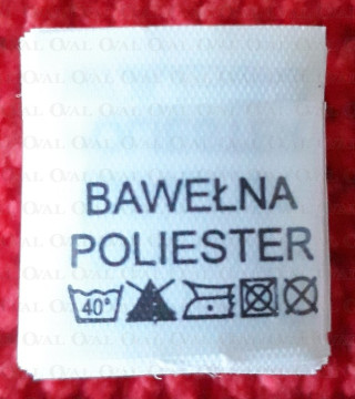 Wszywka skład surowcowy,przepis prania  BAWEŁNA 2771